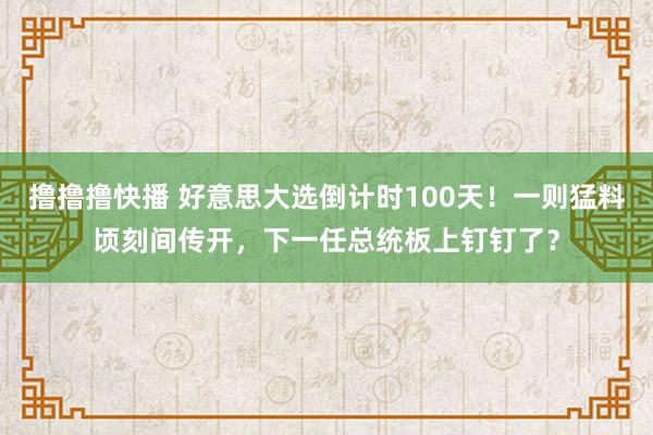 撸撸撸快播 好意思大选倒计时100天！一则猛料顷刻间传开，下一任总统板上钉钉了？