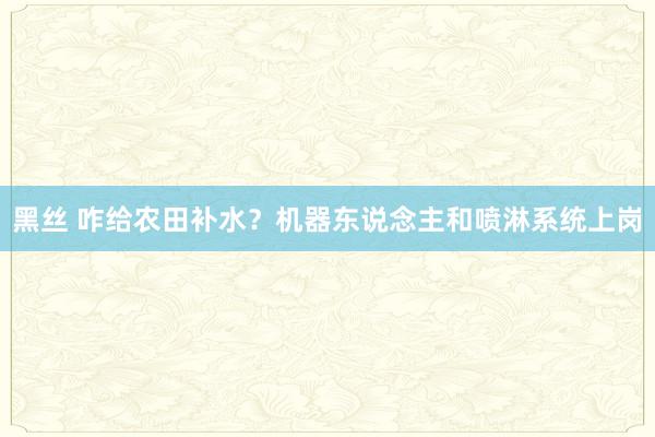 黑丝 咋给农田补水？机器东说念主和喷淋系统上岗