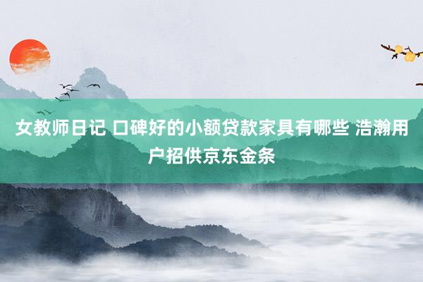 女教师日记 口碑好的小额贷款家具有哪些 浩瀚用户招供京东金条